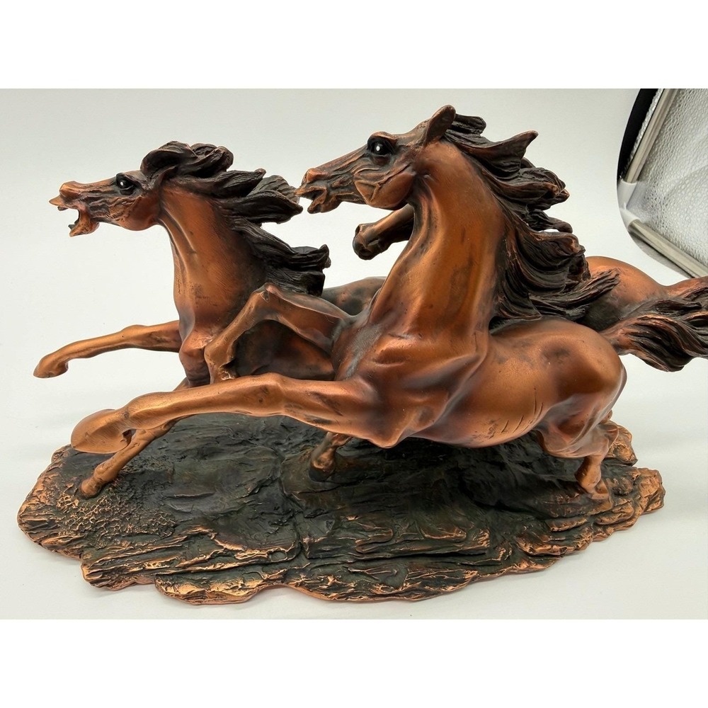 Bronze Three Wild Horse Stampede Sculpture Copper  Western